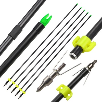 6/12pcs Bowfishing Arrows Fiberglass Broadheads Archery Bow Fishing Hunting 8mm - Image 1 of 4