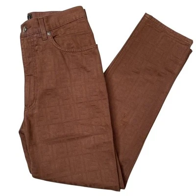 Pantalón Fendi Vintage Años 90 Marrón Zucca Monograma Cintura Alta Foto 1 de 4
