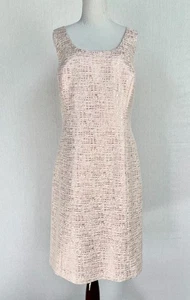 Vestido Tahari Arthur Levine Embellecido Talla 16 Rosa Metálico Línea A Sin Mangas Nuevo - Imagen 1 de 8