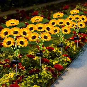 Solar Lights Outdoor Garden Decor,4 Pack with 24 Sunflower warm white - Picture 1 of 8