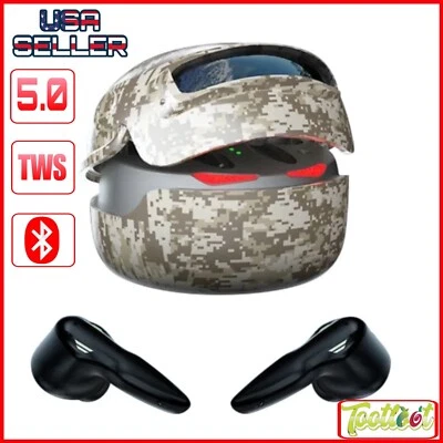 Wireless Earbuds For Kids Military Camo Bluetooth LED TWS Noise Reduction - Image 1 of 4