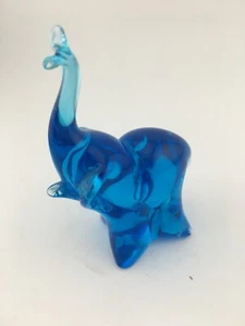 Blaue Kunst Glas Elefant Figur Briefbeschwerer - Bild 1 von 6