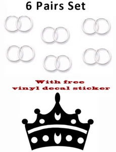 6 Pairs Set Super Small Mini Hoop Earrings Sterling Silver 925 1.2 mm x 08mm - Imagen 1 de 2