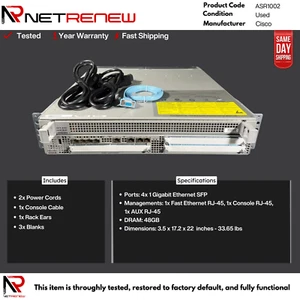 Routeur de service Cisco ASR1002 double alimentation secteur - Photo 1/1
