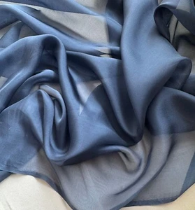 Steel BLUE - Soft Silk Organza Fabric (Also called Flat Chiffon) 6 momme weight - Picture 1 of 5