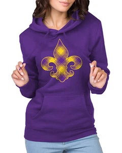 Sudadera con capucha unisex a cuadros Mardi Gras flor de lis Fat Tuesday - Imagen 1 de 10
