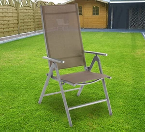 KLAPPSESSEL HOCHLEHNER 8-fach verstellbar Gartenstuhl Klappstuhl Alu taupe 726 - Bild 1 von 2
