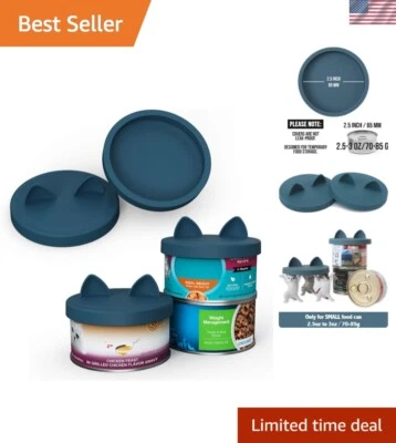 Fundas para latas de silicona duraderas - Paquete de 2 para latas de comida para gatos pequeños en azul oscuro Foto 1 de 4