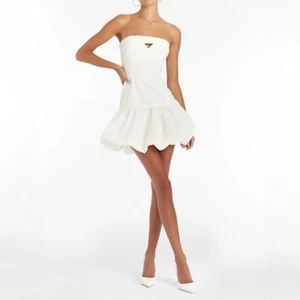 Amanda Uprichard Faith Bubble Hem Dress in Ivory Size Small - Picture 1 of 8