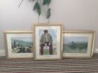 Large 14" x 18" Vintage Gold Picture Frames Glazed & Mid Century Oil Paintings