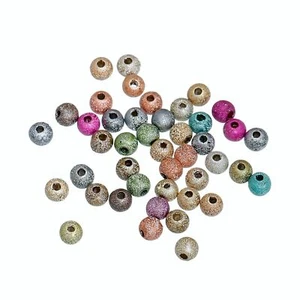 50 pezzi perle glitter 4 mm rotonde casuali miste foro: circa 1,3 mm catena fai da te - Foto 1 di 1