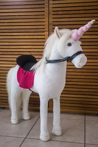 NEUWERTIG | Riesen Einhorn Kuscheltier XXL zum reiten Steiner großes Pferd - Bild 1 von 12