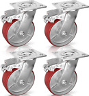 Casters Set of 4 Heavy Duty 6 Inch Caster Wheels -  Locking Casters with No Nois