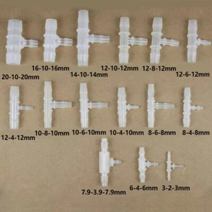 3mm-20mm Plastic Hose Joiner Tee Vacuum T-Piece Reducer Connector Pipe Air Water - Picture 1 of 6