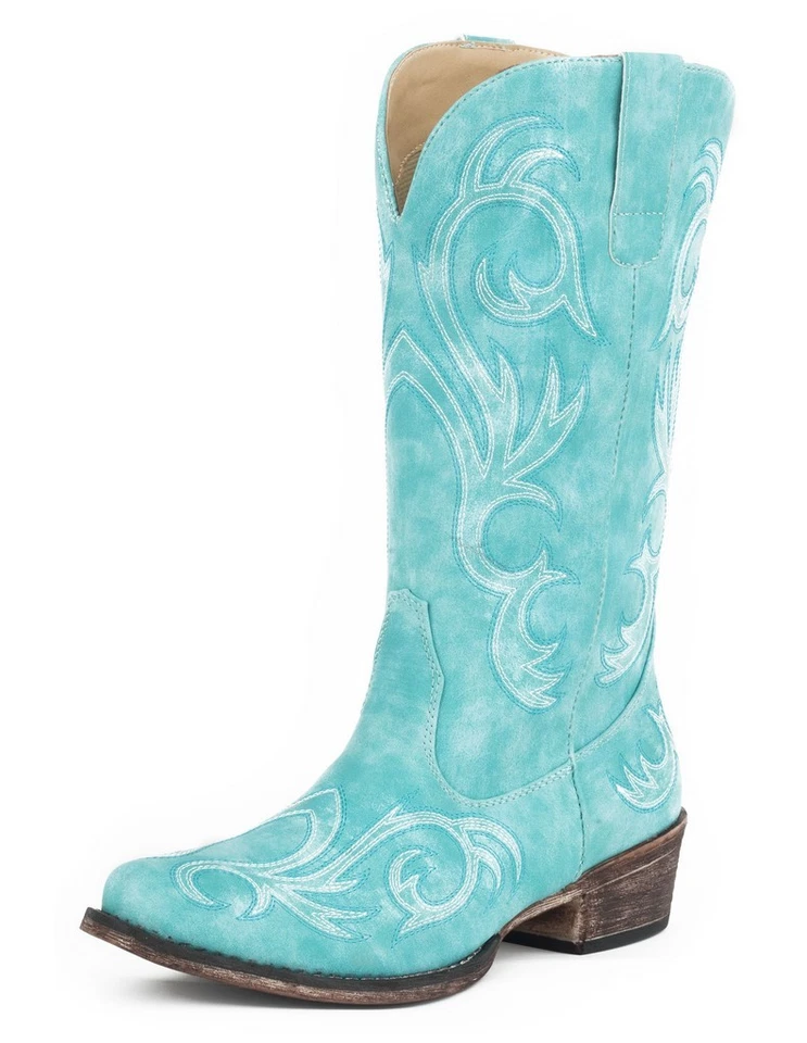 Roper Riley Embroidered Snip Toe Cowboy Womens Blue Boots 09-021-1566-2423 9.5