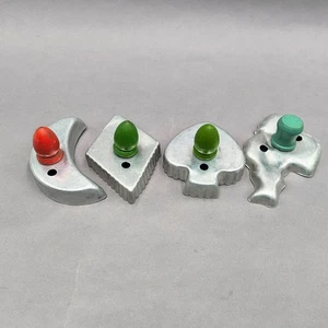 Vintage Aluminum Cookie Cutters with Wooden Handles Lot Moon Diamond Spade Santa - Picture 1 of 14