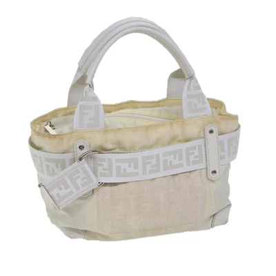 FENDI Zucca Canvas Hand Bag Nylon White Auth 72631 - Image 1 of 4