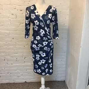 Anatomie Vestido de Viaje Marino Imitación Envoltura Azul Floral Talla XS - Imagen 1 de 8
