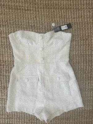 Mameluco de tweed crema Fashion Nova talla M nuevo con etiquetas Foto 1 de 4