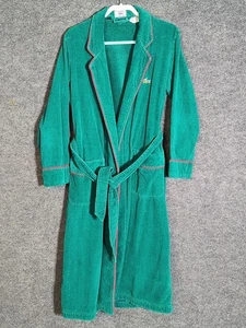 Vintage 80er Izod Lacoste Frottee türkis/rot Bademantel Taschen Kroko Logo selten  - Bild 1 von 20
