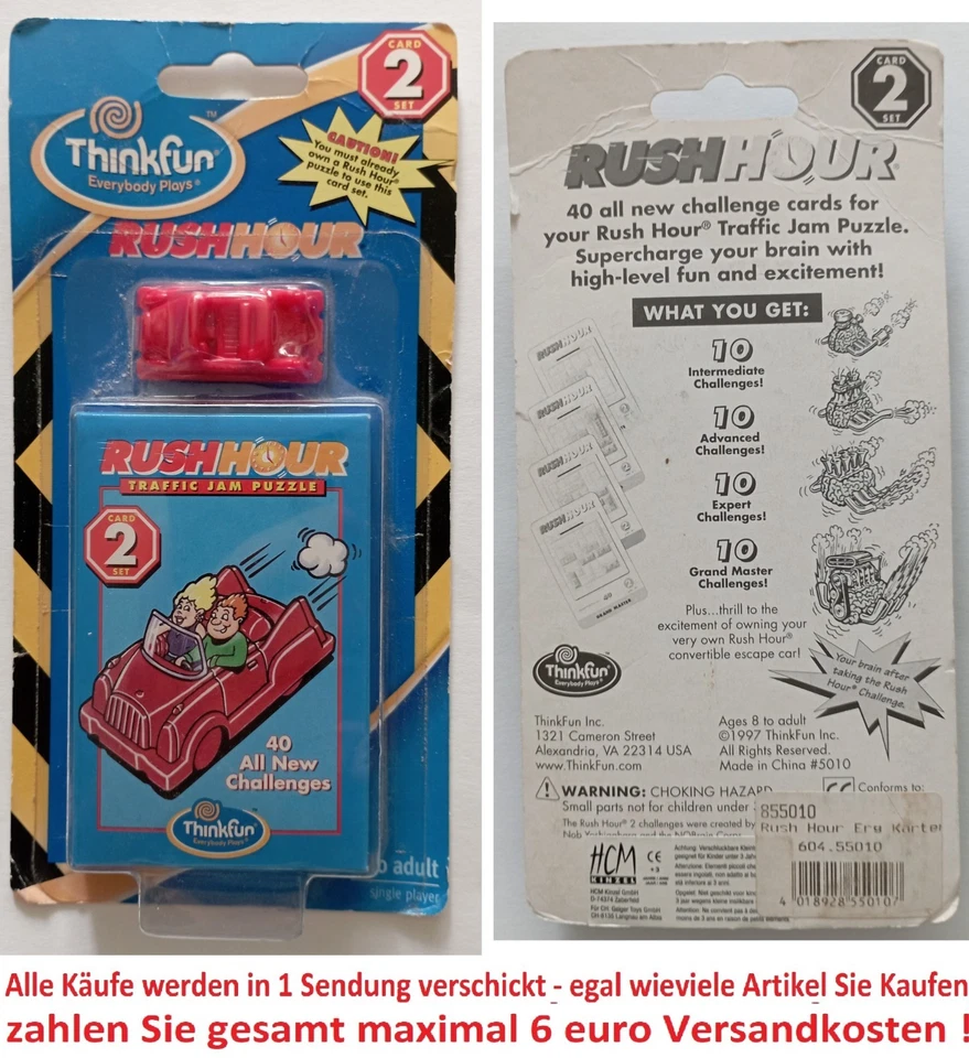 für Rush Hour Traffic Jam Puzzle Game , CARD SET 2 , Thinkfun 1997 Vintage - Bild 1 von 1