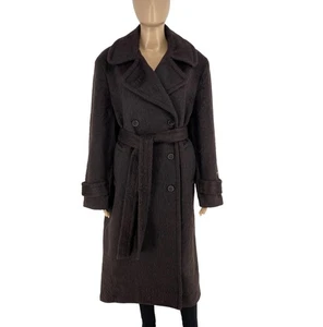 Levi's Women Brown Wool Blend Belted Oversized Trench Coat Jacket Size XS - Picture 1 of 15