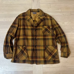 Vintage Pendleton Wool Jacket Mens XL Brown 80s Button Lumberjack Outdoors - Picture 1 of 16