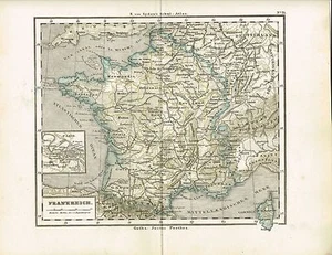 Karte von FRANKREICH, Original-Graphik 1874 - Picture 1 of 1