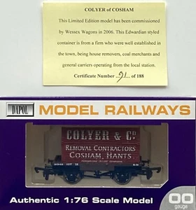 Dapol 00 Wessex Wagons 1P Container Wagon Colyer & Co of Cosham, Hants. L/E New - Picture 1 of 8