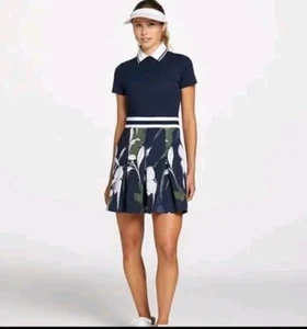 Lady Hagen Golf Skort Dress XXL Navy Floral Stretch Pocket Collar Short Sleeve - Bild 1 von 14