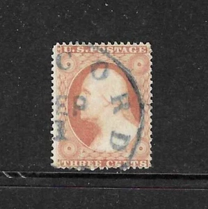 US Scott #25 Type I three-cent Washington, rose, Fine, town cancel, nice stamp - Picture 1 of 2