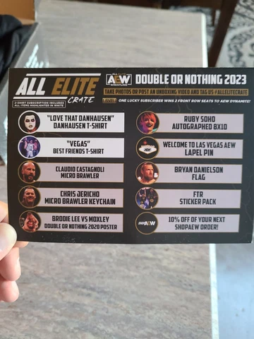AEW ALL ELITE CRATE Complete Danhausen Claudio Jericho Micro Brawler Ruby Soho Cover