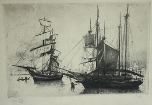 Fortwasser von (zu definieren) "Boote in Venedig" 1927 signiert, nummeriert 149/215 - Bild 1 von 5