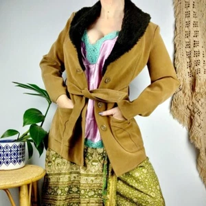 Sabena Jacket Ladies S Sherpa Faux Fur Suede Penny Lane Hippy Boho Afghan 70s Vt - Picture 1 of 15