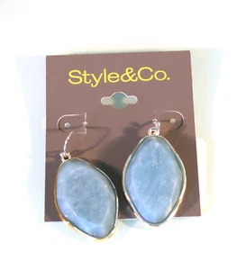 Style & Co silver tone turquoise faux stone dangle earrings 2" - Picture 1 of 2