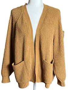 American Eagle Sweater Camel Cardigan Soft Waffle Open Oversize Lounge Womens S - Picture 1 of 9