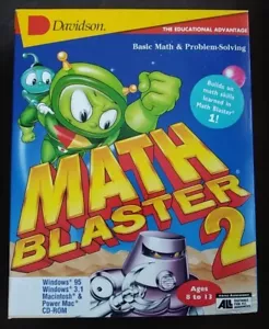 Davidson Math Blaster 2 Vintage 1996 Big Box Computer Game CD-ROM PC Mac - Picture 1 of 18