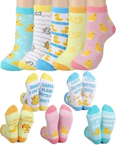 5 Pairs Duck Socks Women Cute Ankle Novelty Duck Patterned Casual Short Gift - Picture 1 of 6