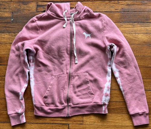 UNDERCOVER Felpa con cappuccio Victoria's Secret donna taglia XS L S maniche tinte cravatta ROSA usata