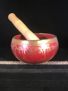 Red Double Dorje Brass Singing Bowl, 4 Inches, India (Attunement/Chakras) - Bild 1 von 8