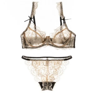 Women Bras Set Unlined Lace Sheer Brassiere Sexy Lingerie Breathable Panties Set - Picture 1 of 20