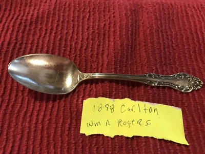 Wm A Rogers A1 Pat Septiembre 1898 Carlton Cuchara Ovalada Plateado Oneida  Foto 1 de 4