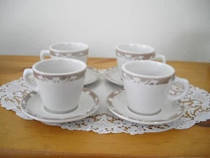 Tazzine da caffè + piattini vintage Siracusa Cina RISTORANTE NOCE MOSCATA LEGGERA ~ set di 4 - Foto 1 di 9