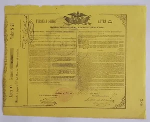 Mexiko 25$ Anleihe 1863, mehrere Dienstmarken Benito Juarez Faksimile Signatur - Bild 1 von 6
