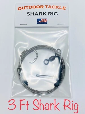 3Ft Castable Shark Fishing Rig 480lb. (Silver Wire) Circle Hook - Image 1 of 4