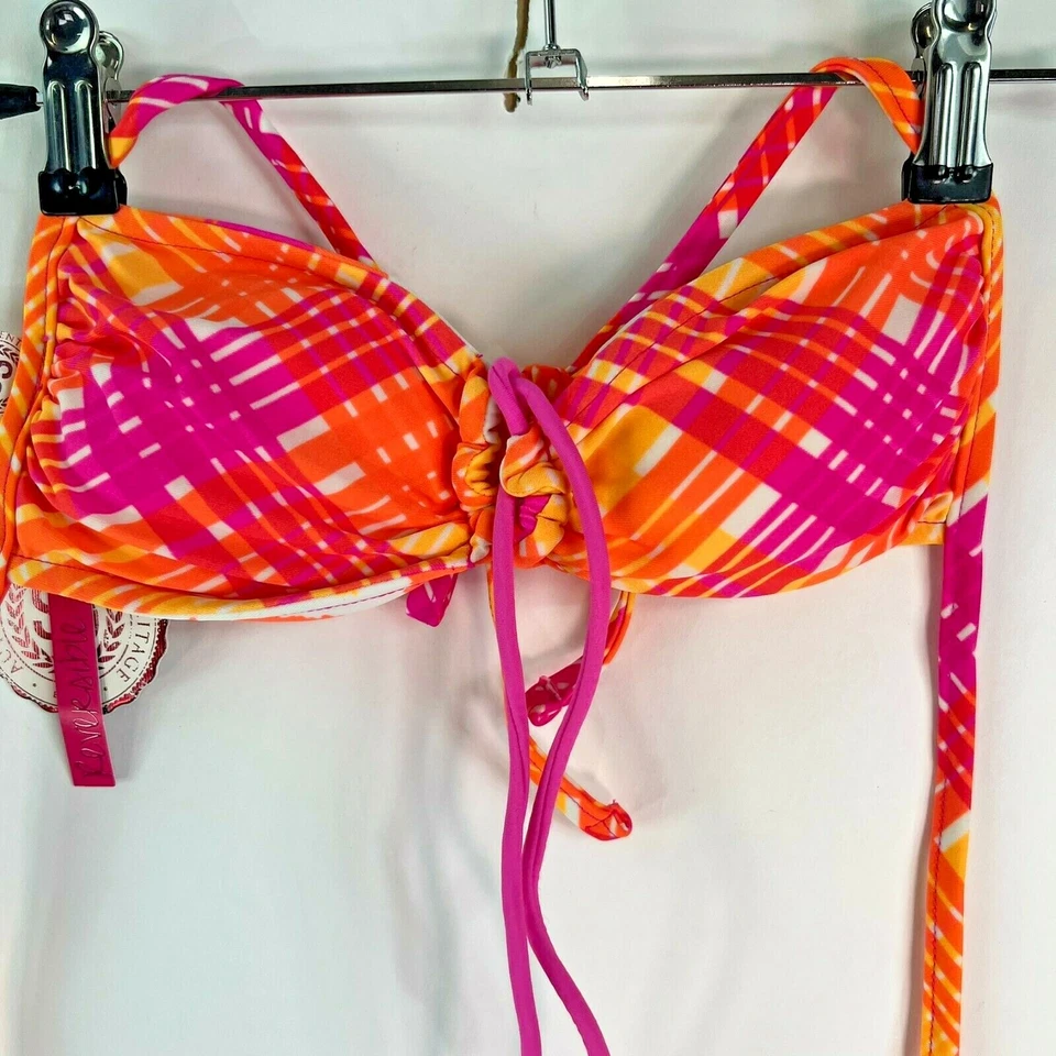 Nuevo Top de bikini SO para mujer Twist Front reversible rosa naranja talla XS Foto 1 de 4