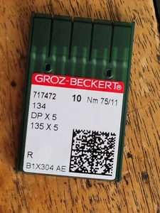 10pcs GROZ-BECKERT Sewing Needle 135X5 DPX5 Sizes (75/11) - Picture 1 of 2