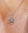 Sterling Silver 925 Diamond accent 1” Snowflake Necklace  (18in)