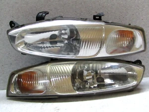 1995 2000 JDM MITSUBISHI MIRAG CYBROG ASTI CJ SILVER CHROME HEADLIGHT SET OEM - Picture 1 of 11