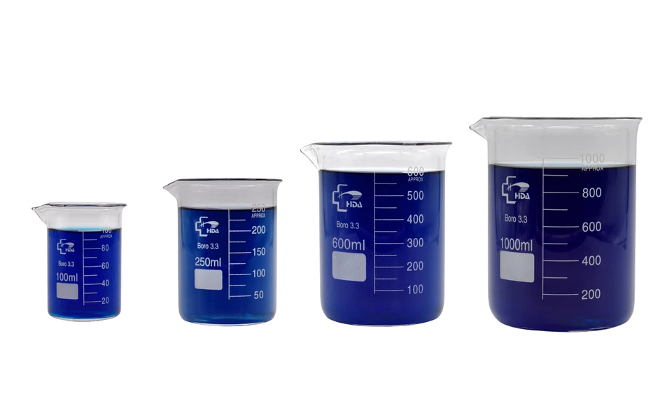 Beaker 100ml-2000ml Borosilicate glass 3.3 low shape with spout, Graduated HDA